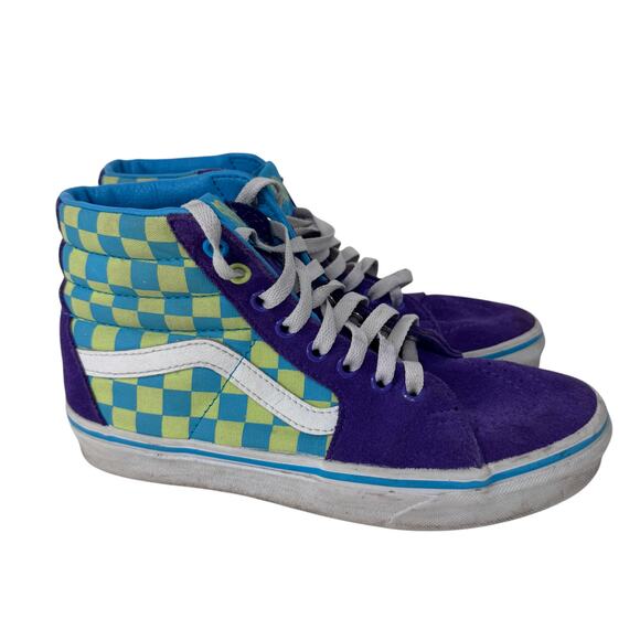 Vans Old Skool Checkers‎ Hi-Top Sneakers Shoes Womens US 6.5 Purple White 500714 - Picture 7 of 14